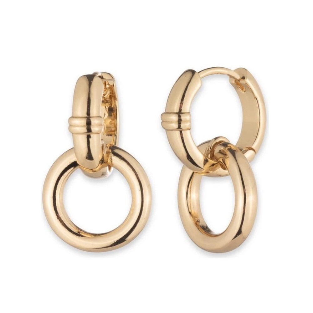 Ralph Lauren Gold tone Double Hoop Drop Earrings